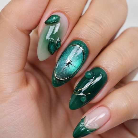 Boutique Other - Emerald Green Press-On Nails - Women Makeup Press-On Nails